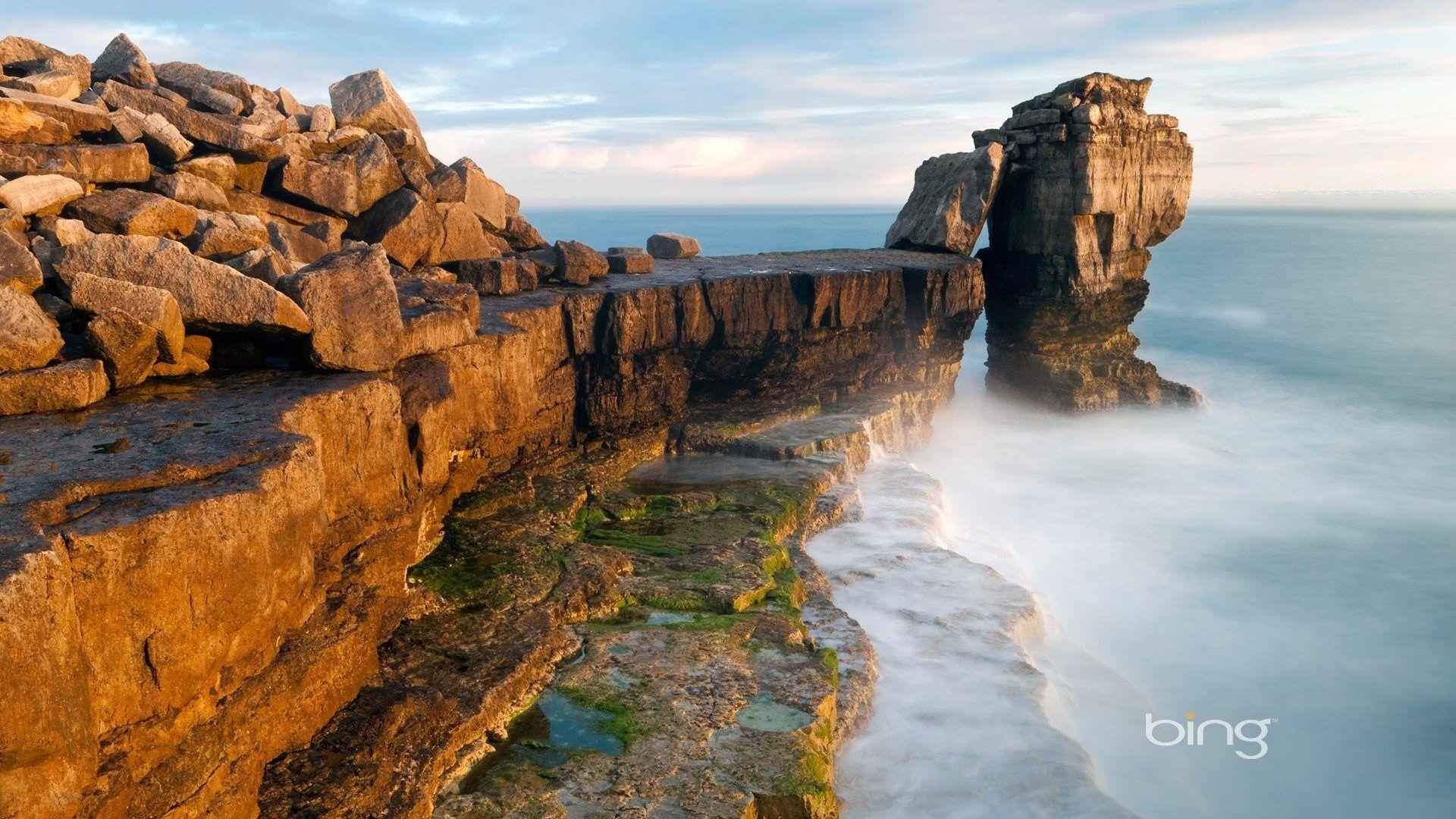 Sea Ocean: Shore Rocks Oceans Bing Nature 4k Ultra HD for HD 16:9