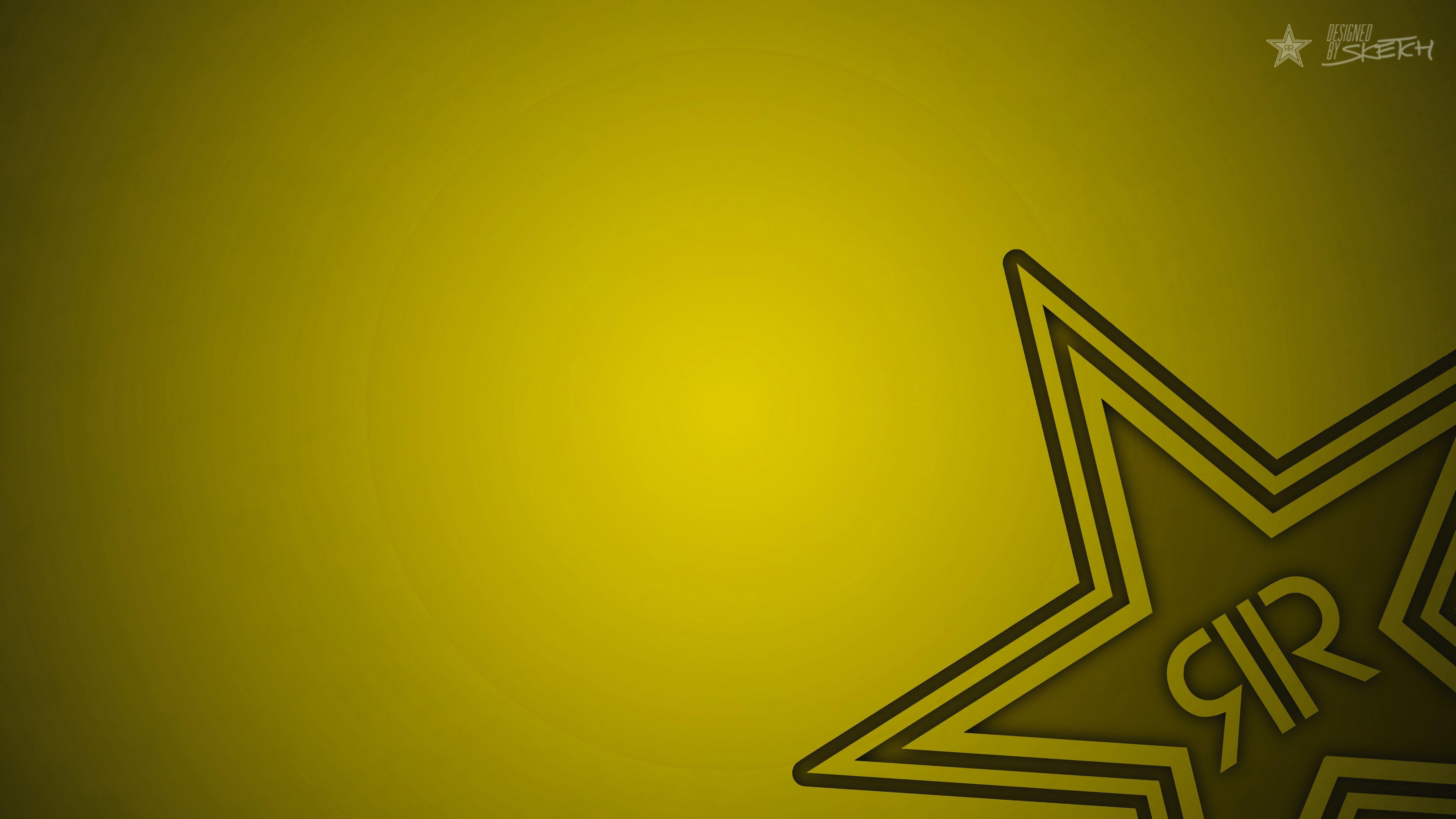 Rockstar (drink), Minimalism, Energy drinks, Yellow background, Logo