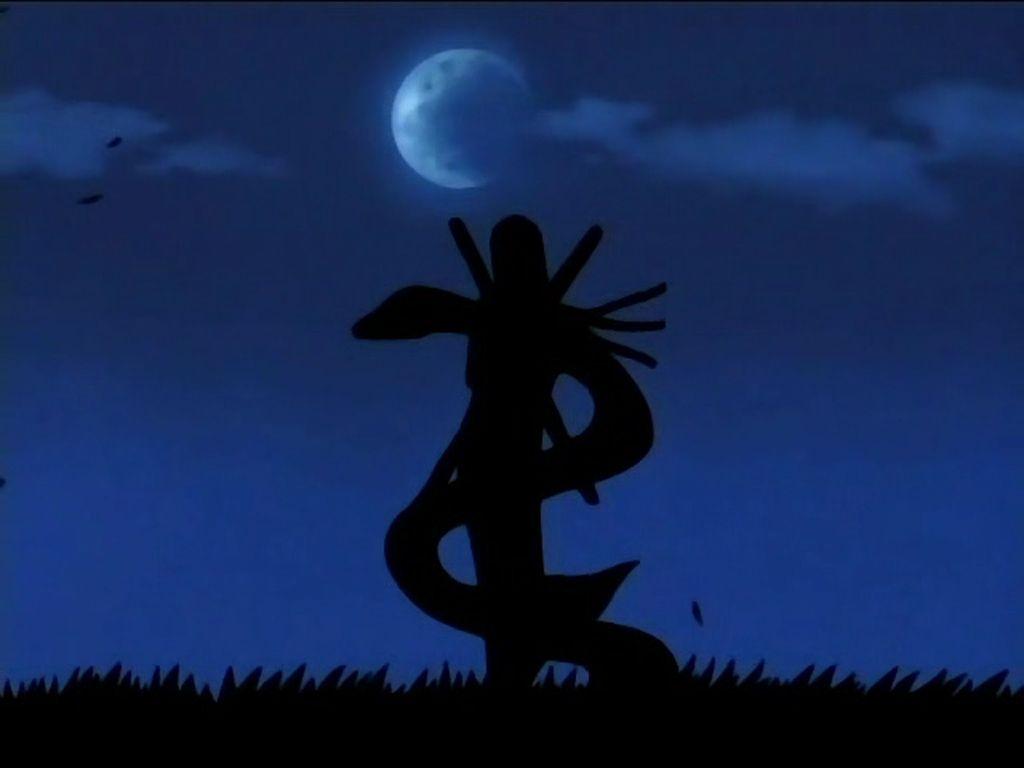 Wallpaper of Orochimaru with huge snake at night picture