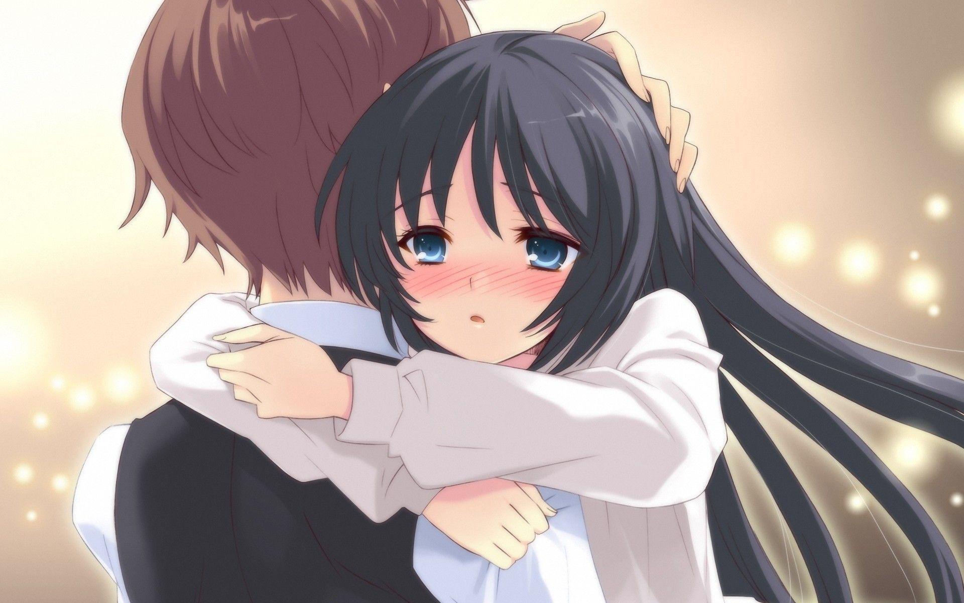 anime hug crying gif