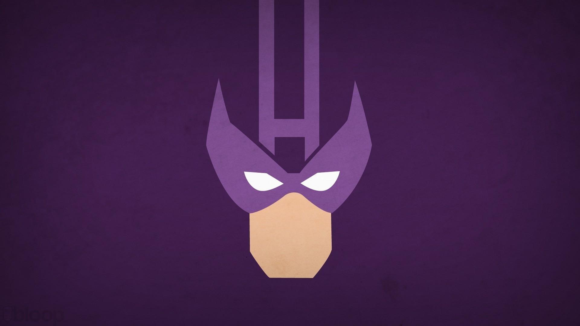 Minimalistic superheroes marvel comics hawkeye purple background