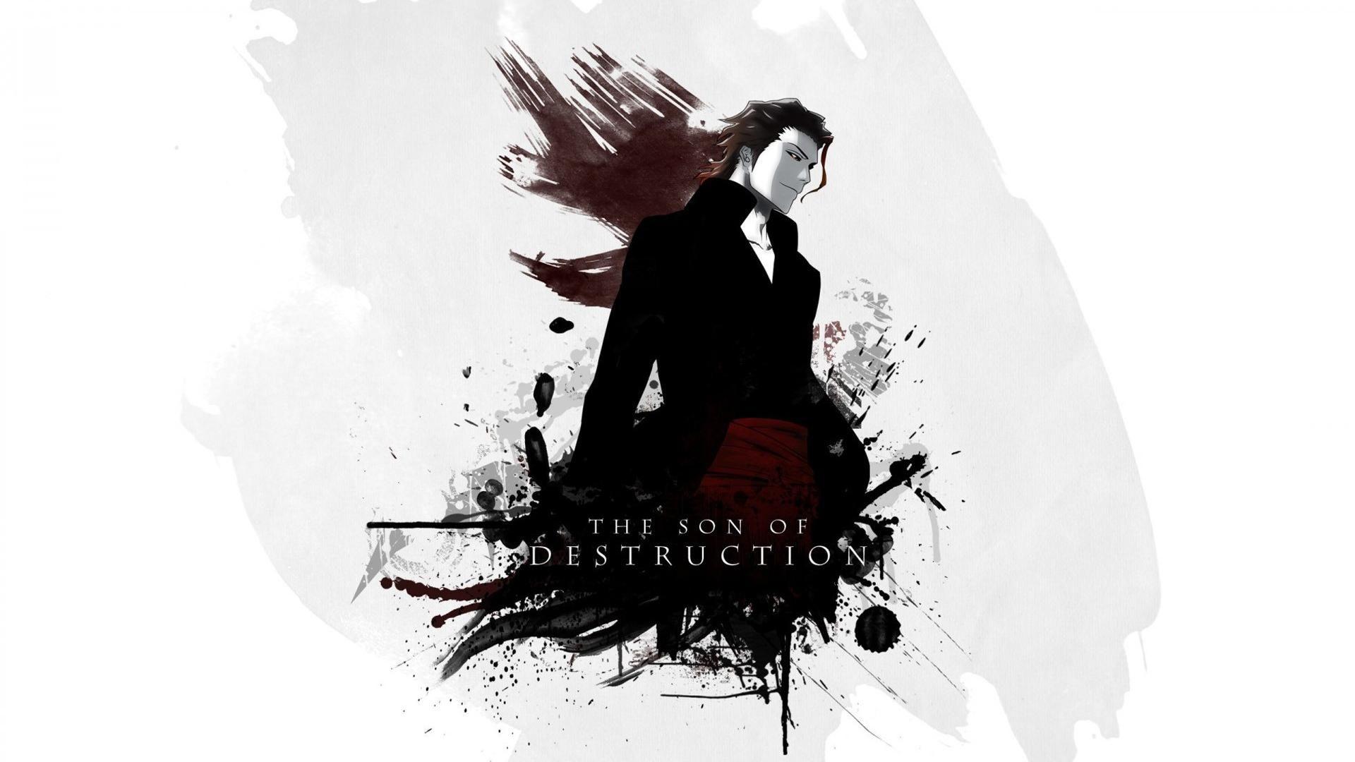 Villains aizen sousuke white background paint splatter wallpaper