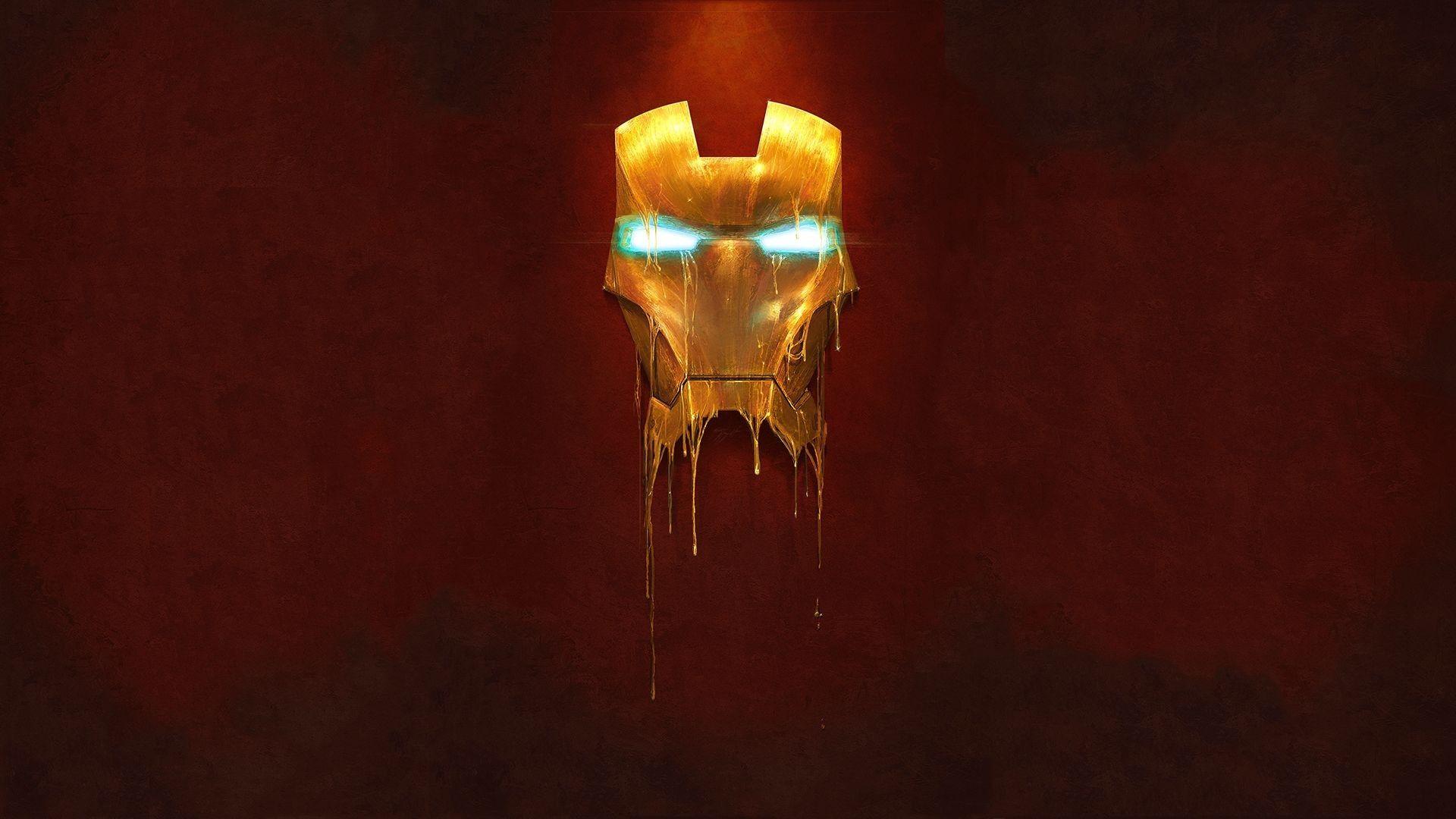 Iron Man Mask Melting Red Desktop Wallpaper