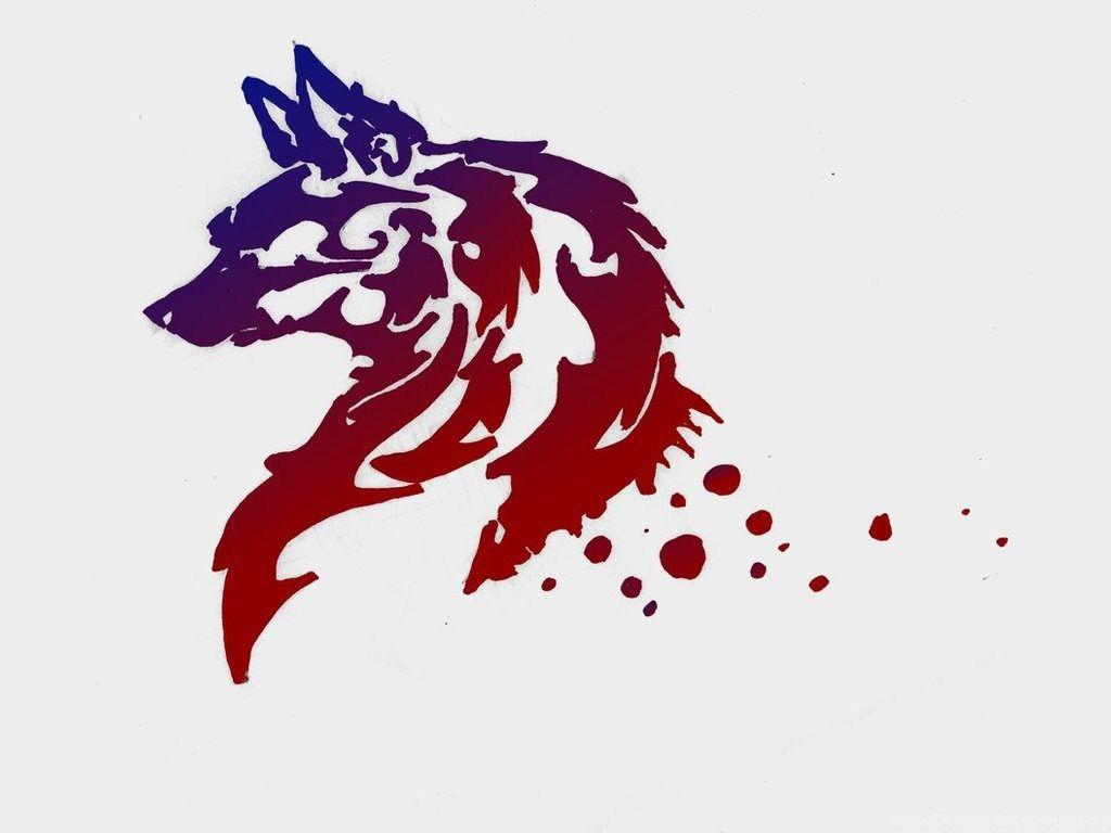 Free Designs Tribal Wolf In Two Colors Wallpaper Desktop Background