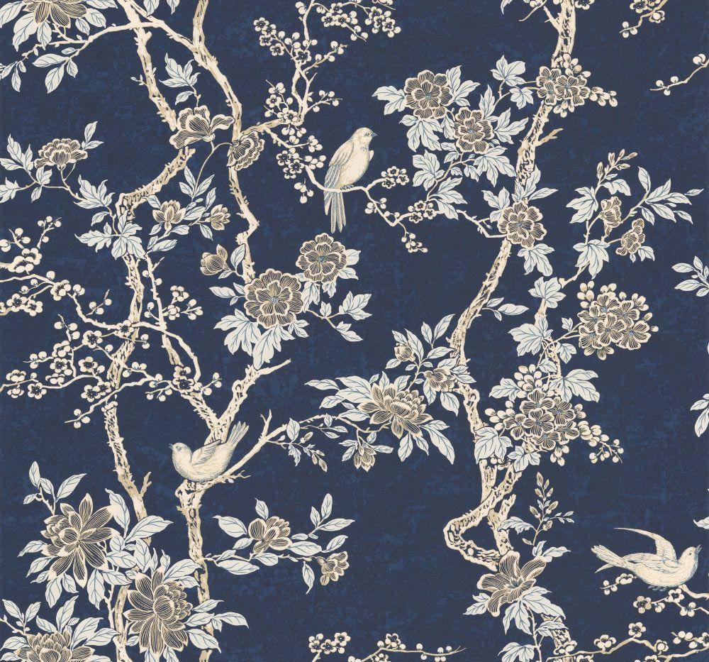Marlowe Floral Prussian Blue wallpaper by Ralph Lauren. Wallpaper
