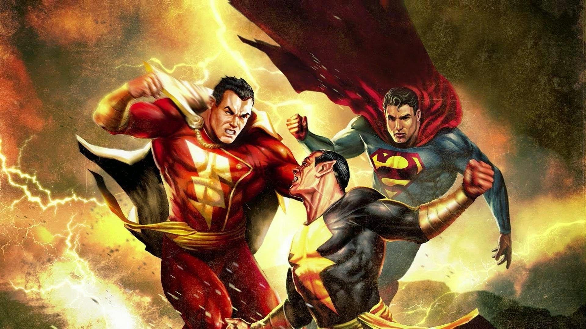 Shazam vs. BlackAdam vs. Superman (Comic Wallpaper)