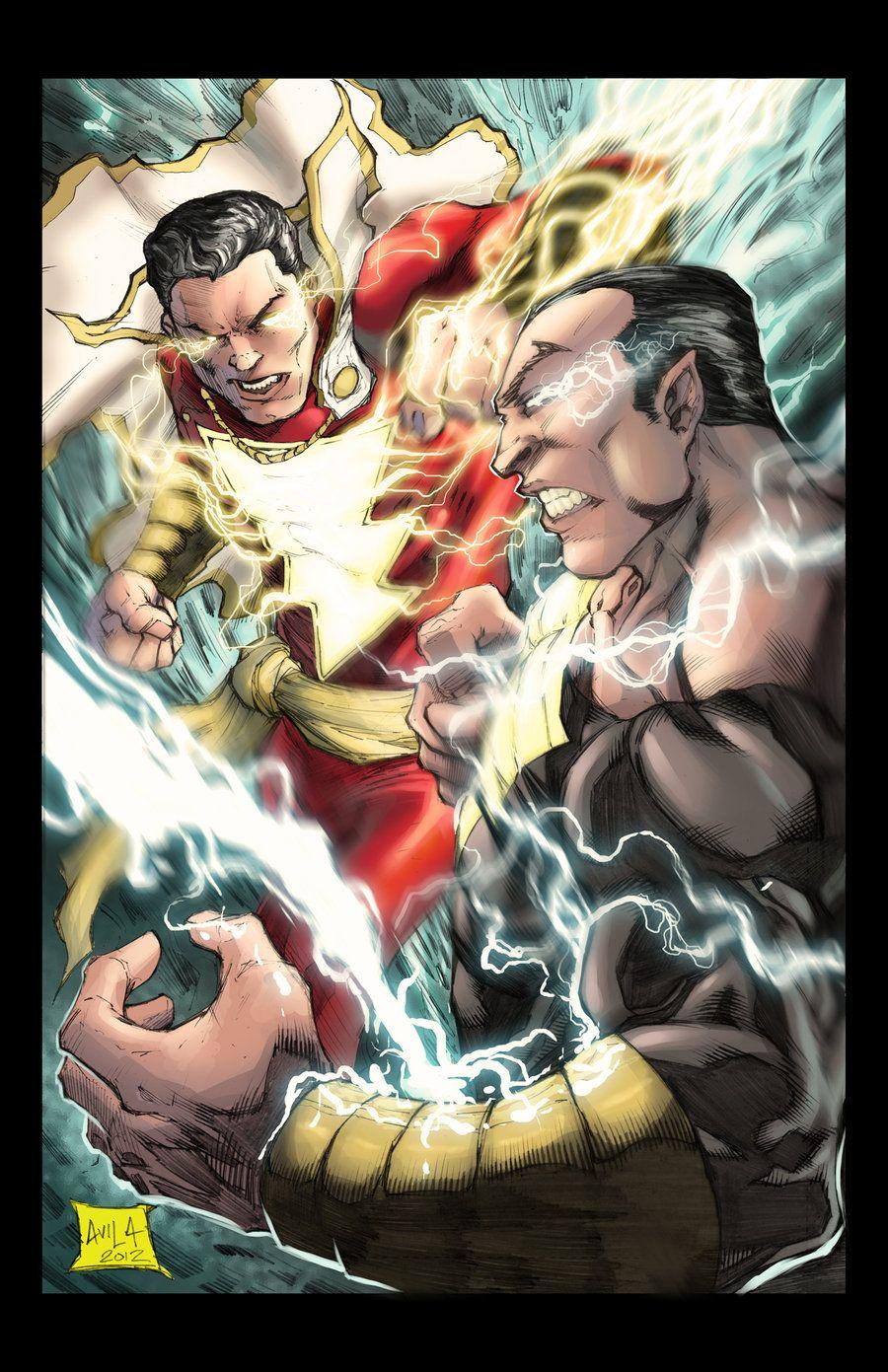 Captain Marvel vs Black Adam colored