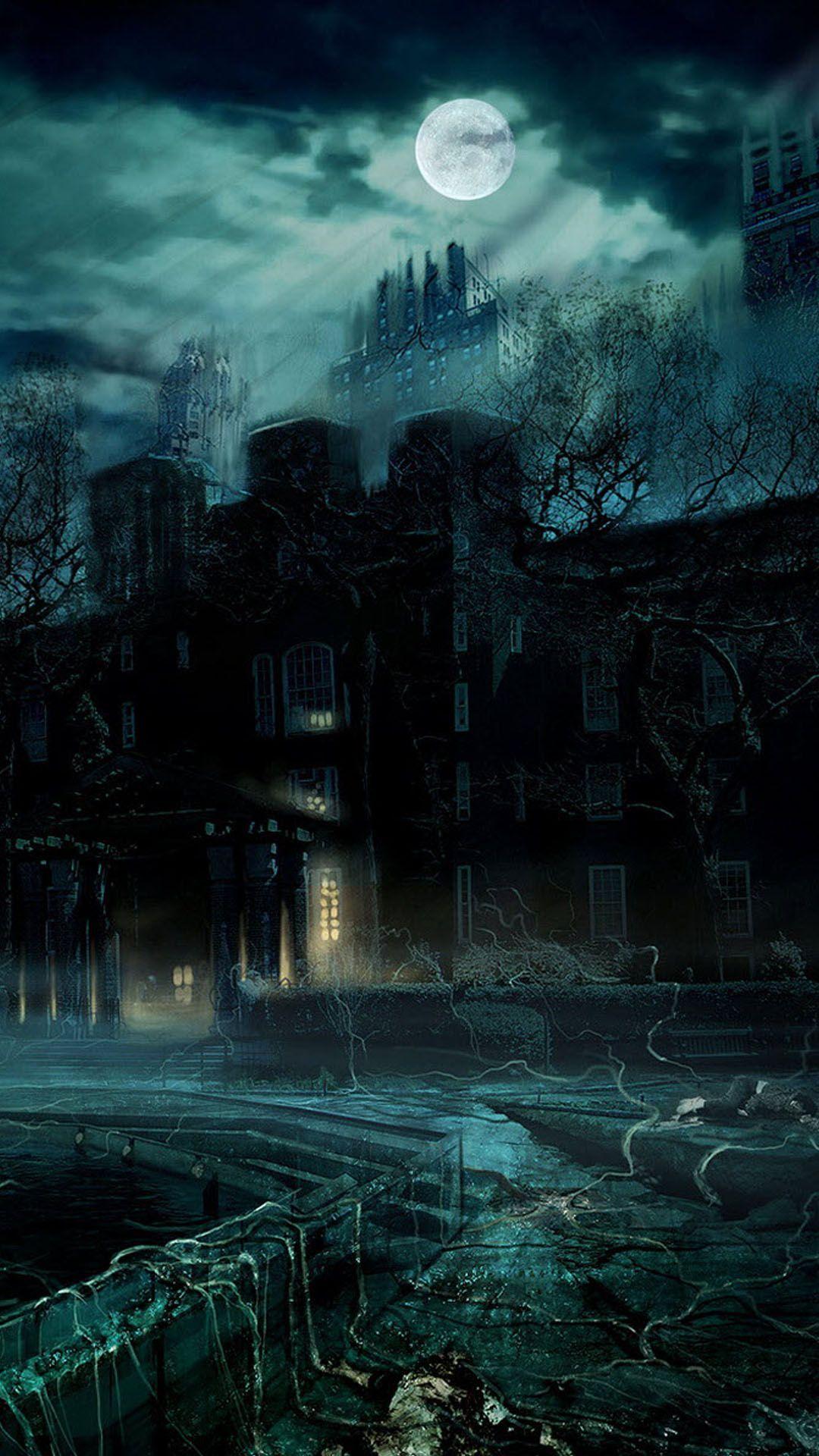 Haunted Castle Full Moon Night Android Wallpaper. wallpaper