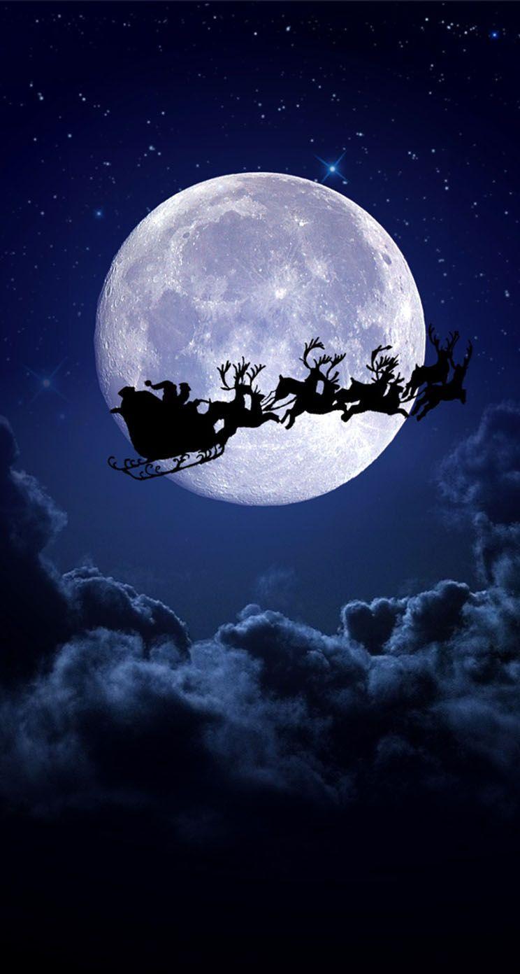 Christmas Night Moon. Christmas phone wallpaper