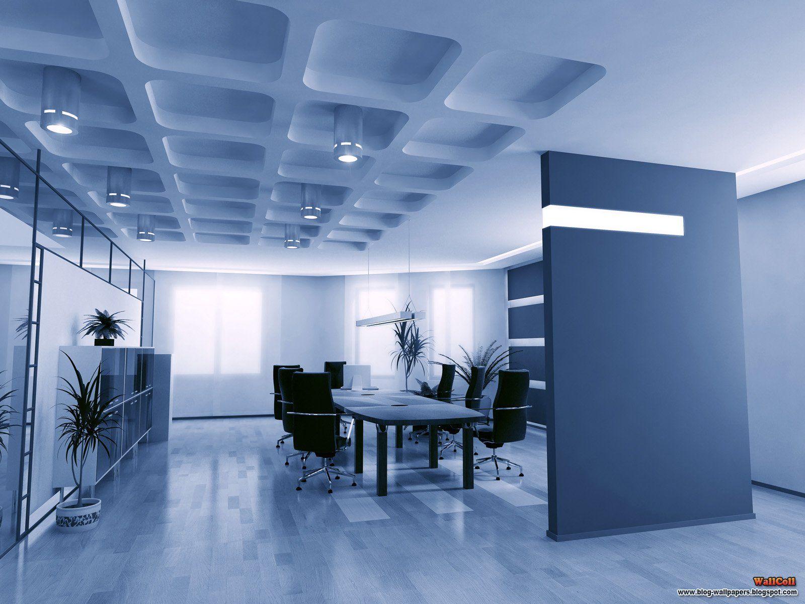 Blue Shade Interior Office Design With Unique Ceiling Part Of idolza