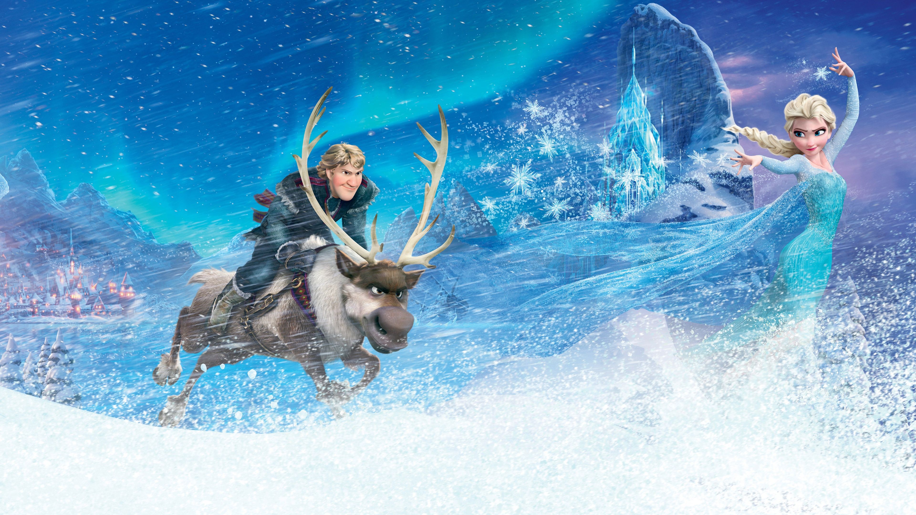 Kristoff Elsa In Frozen Background