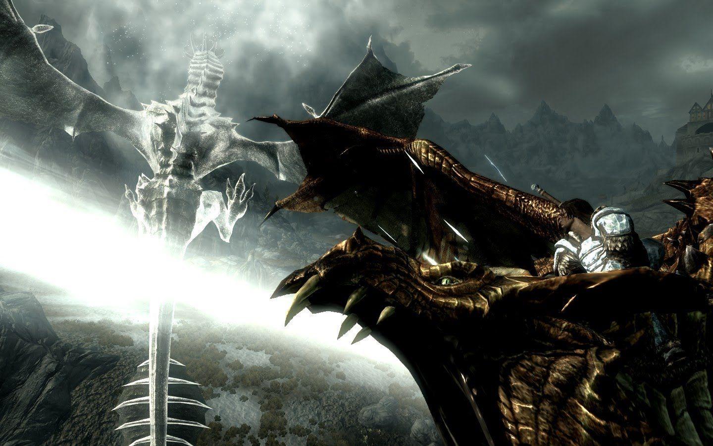 Skyrim epic Battle: Blood Dragon VS Elder Dragon