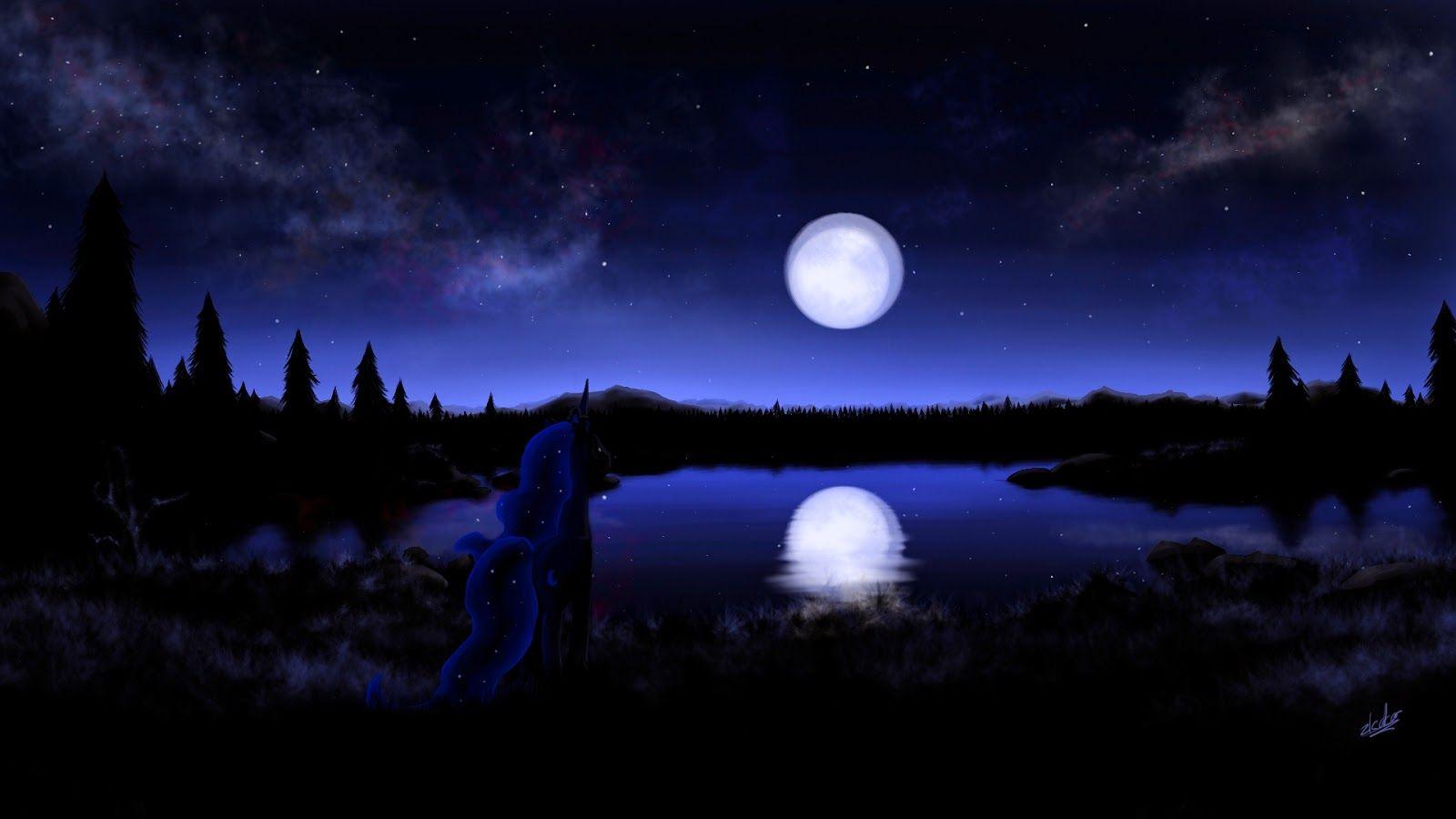 of moonlight at night sky near sea poetic nature image