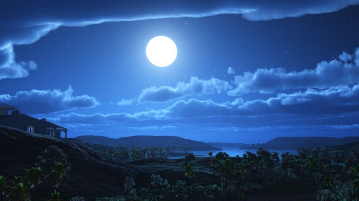 Sky shinny Moon night #wallpaper