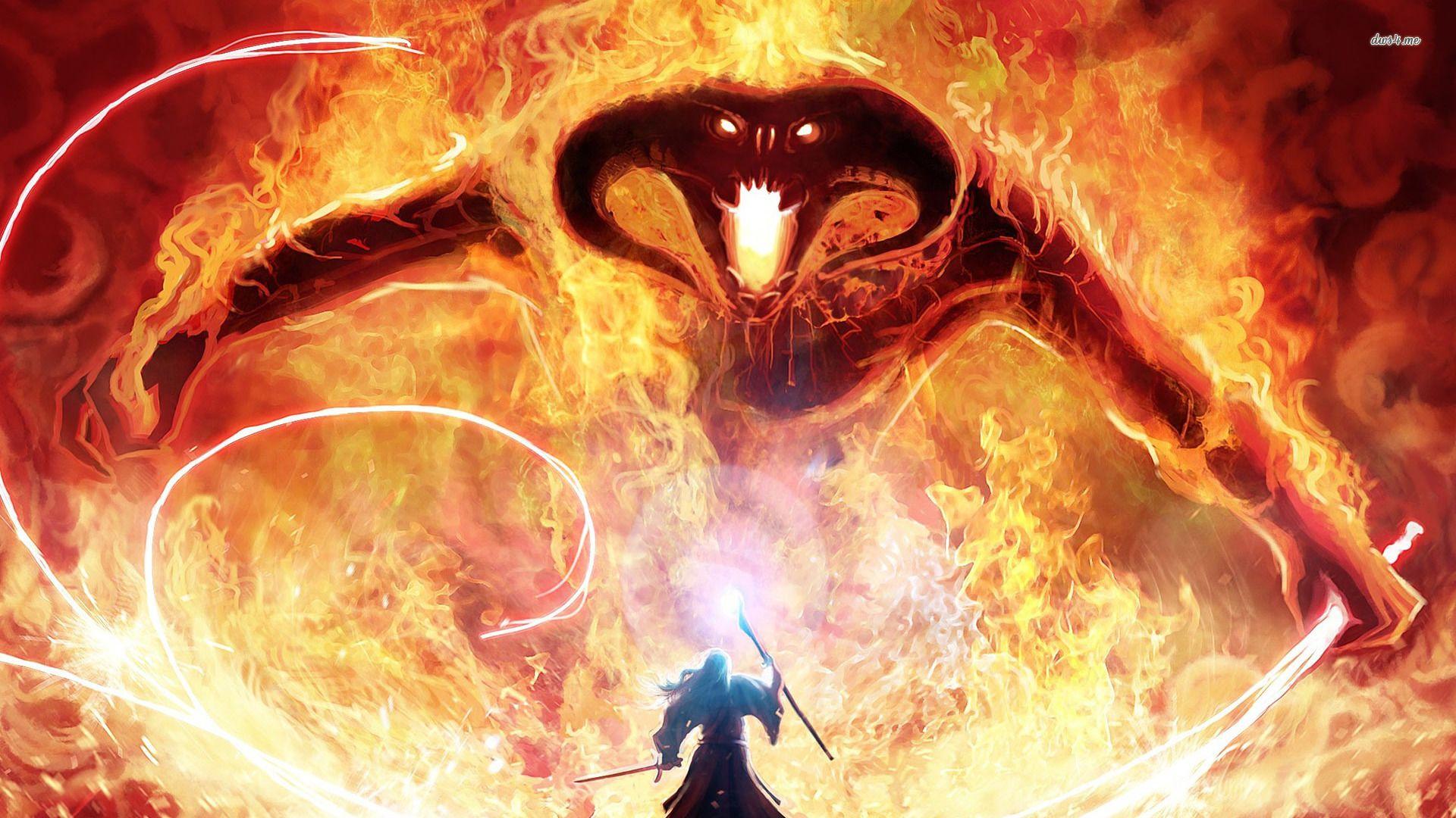 gandalf and balrog lord of the rings 1920x1080 movie wallpaper