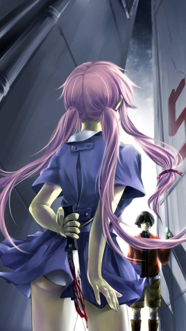 Mirai Nikki (Future Diary) Yuno Gasai with a knife and Yukiteru