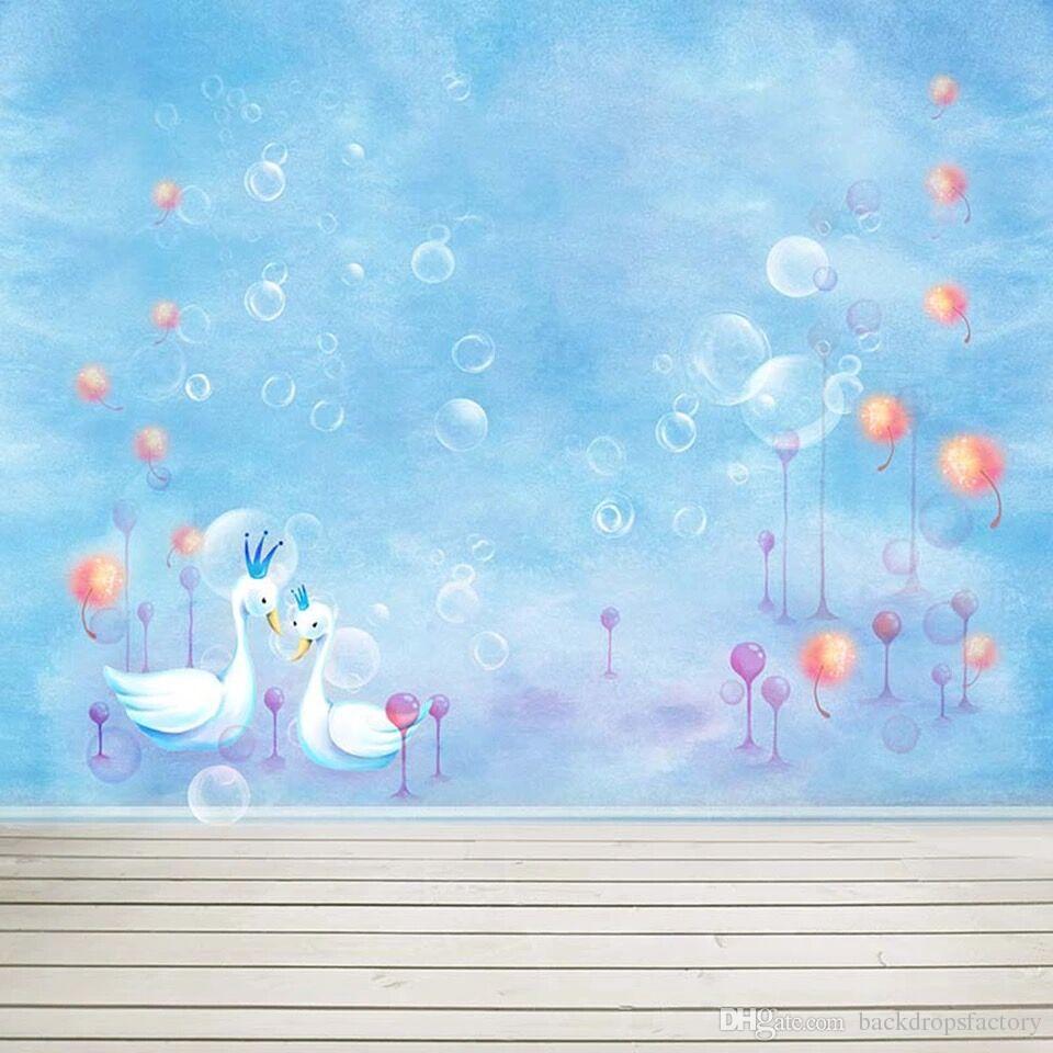 Baby Newborn Sky Blue Photo Booth Background Bubbles Swans