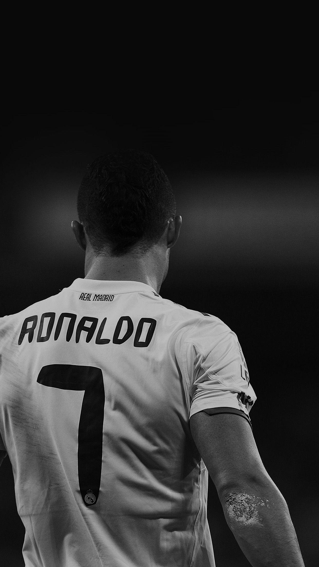 Cristiano Ronaldo 7 Real Madrid Soccer Black And White Star