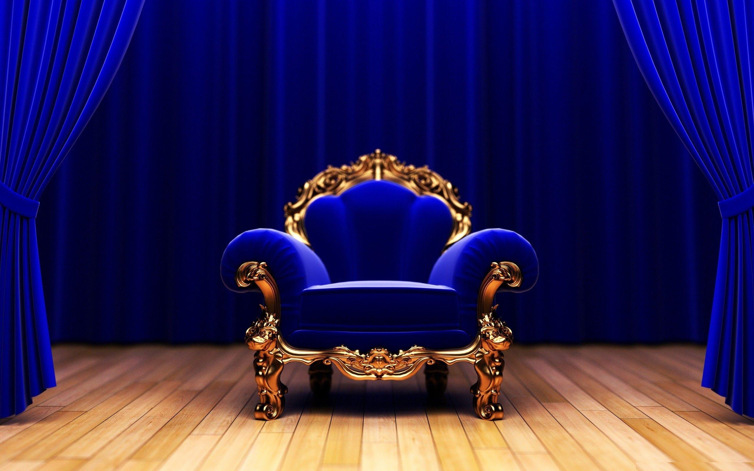 Blue couch studio king armchair wallpaper