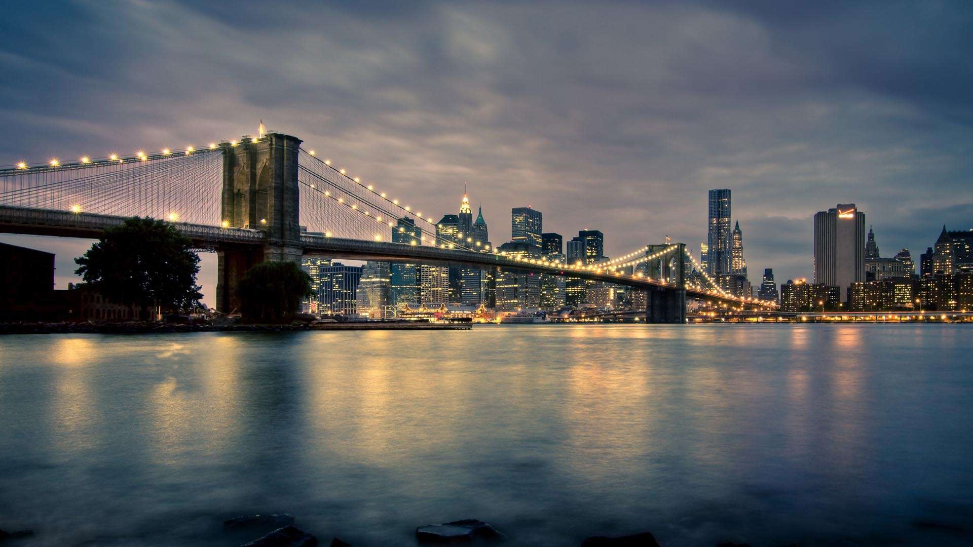 Brooklyng Bridge at Night HDR HD Wallpaper FullHDWpp HD