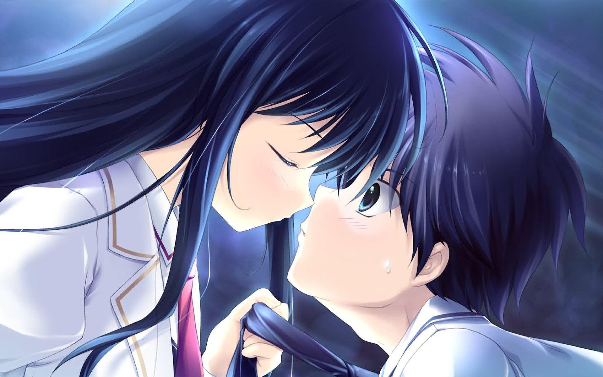 Anime Love Couple Kissing HD Wallpaper