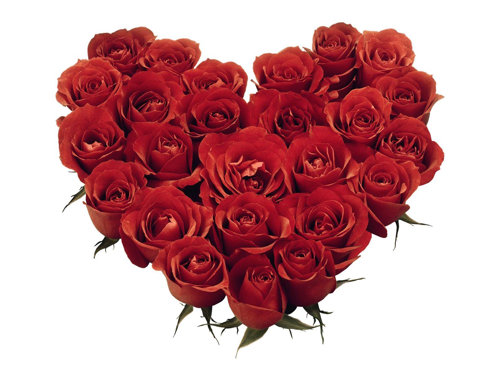 Valentines Day Red Roses Heart Shaped Bouquet Desktop Wallpaper