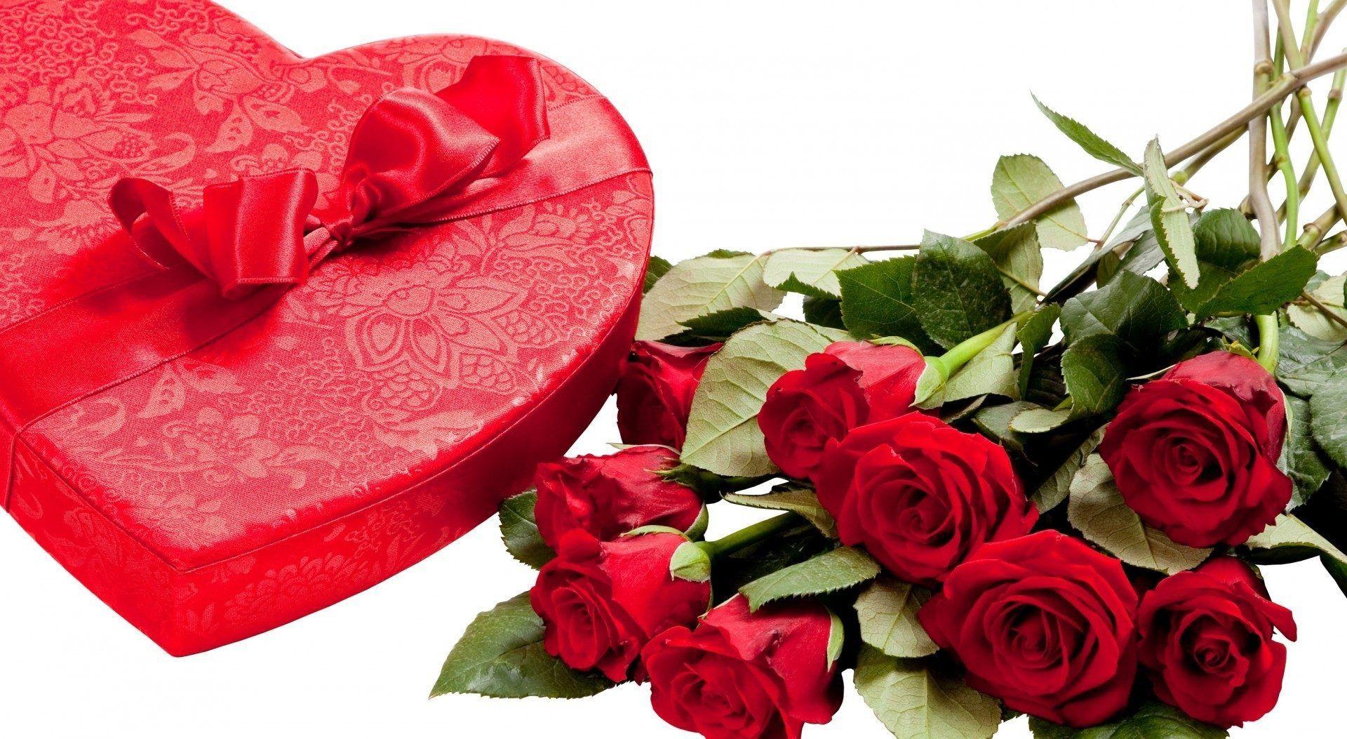 Flowers: Box Heart Red Roses Flowers Gift Love Flower Wallpaper 3D