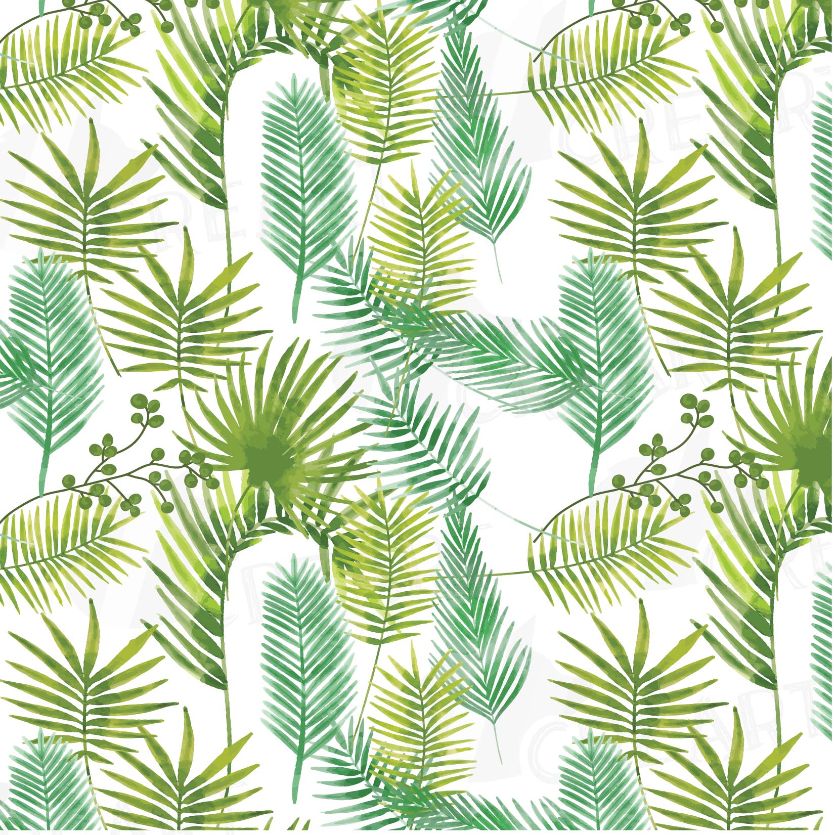 Palm leaf pattern, Tropical leaves digi