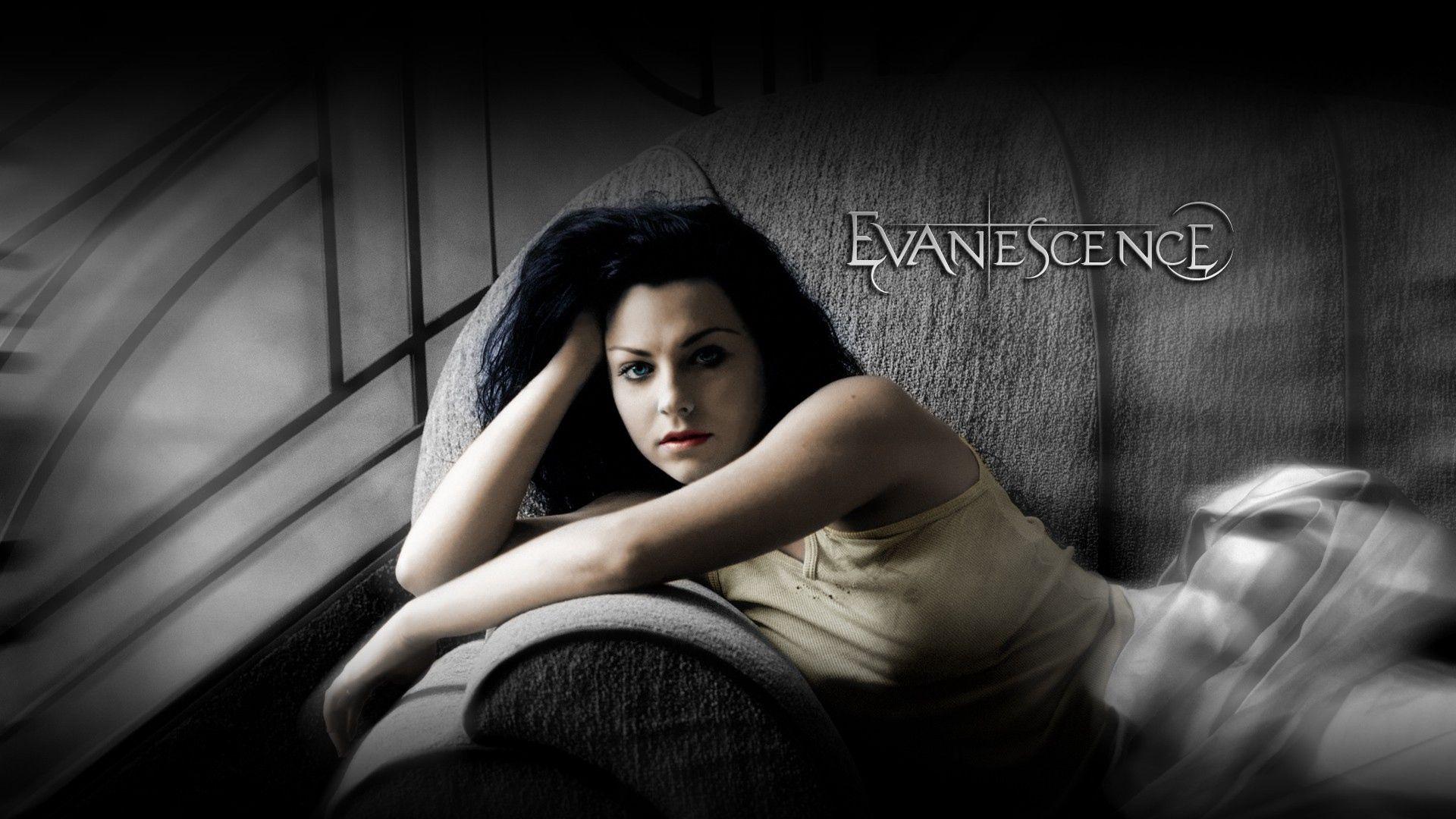 Download wallpaper 1920x1080 evanescence, girl, dress, sofa, hands