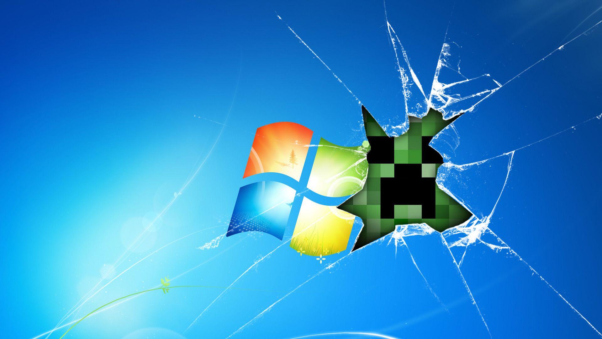 Minecraft Creeper Break Windows Wallpaper Other Games Wallpaper