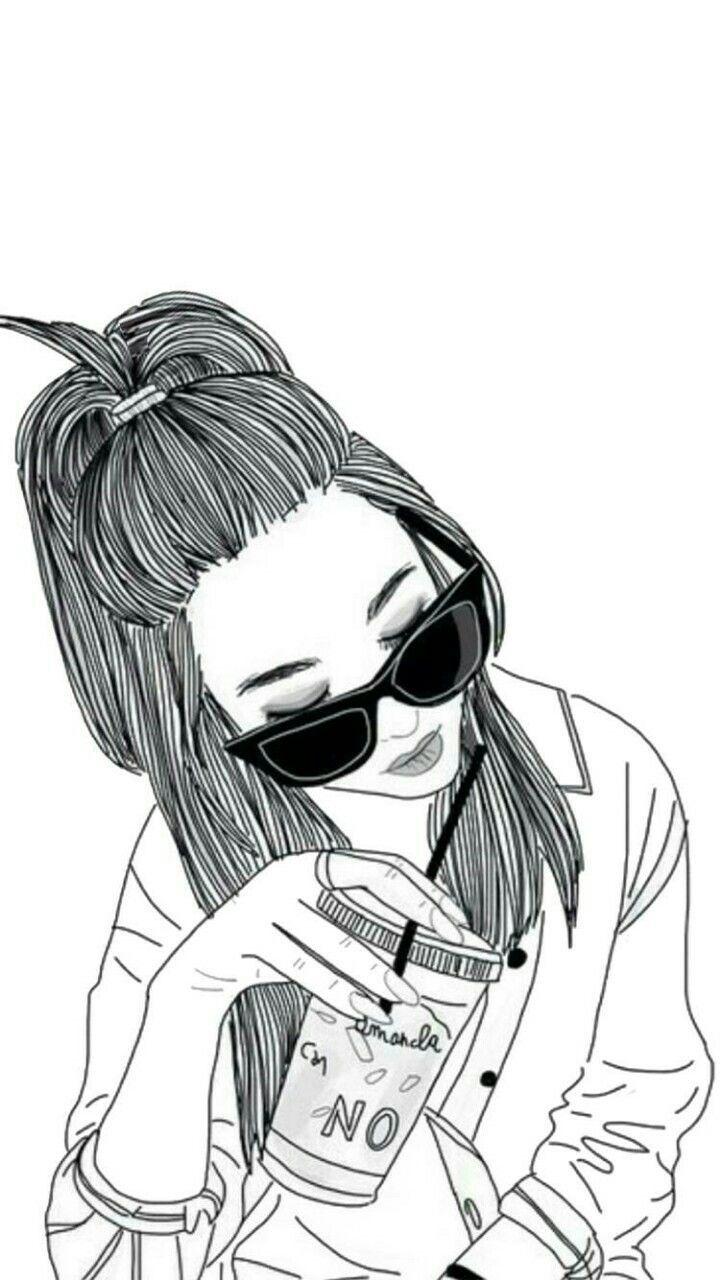 Cute Black White Sketch Girl 8 Best Tumblr Wallpaper Image On