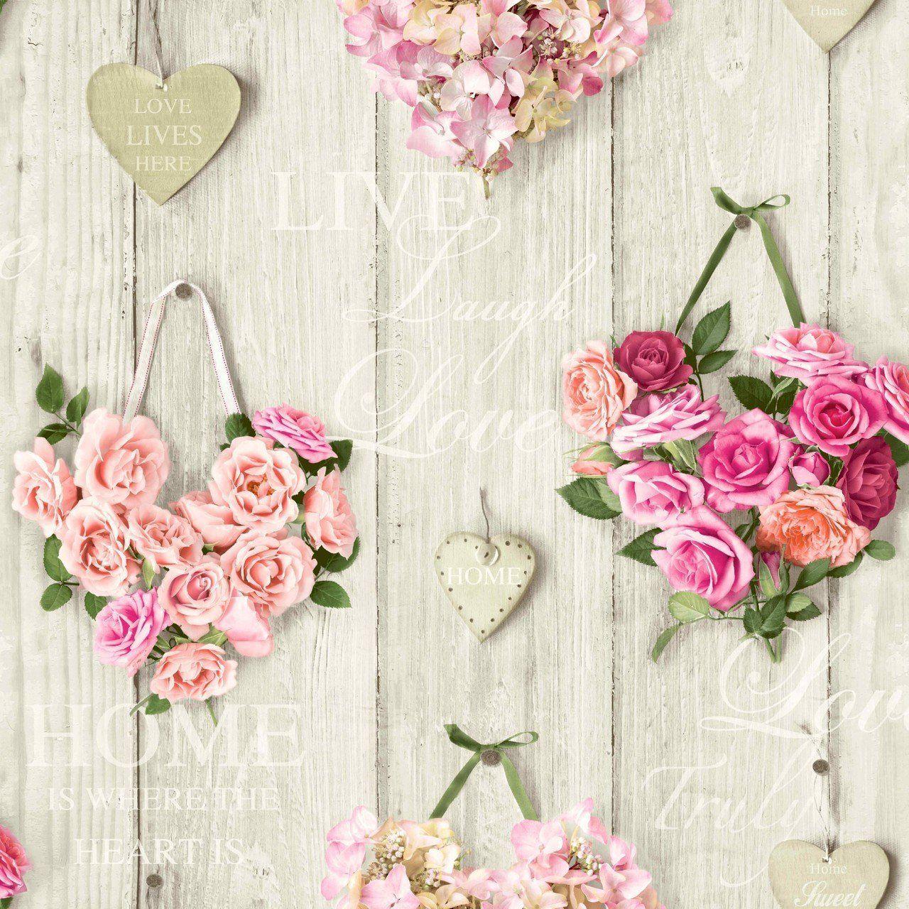 Vintage Hearts Pink Wallpaper