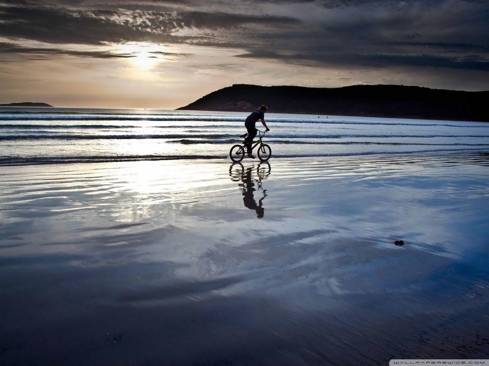 Beach Bike Ride Ultra HD Desktop Background Wallpaper for 4K UHD TV, Tablet