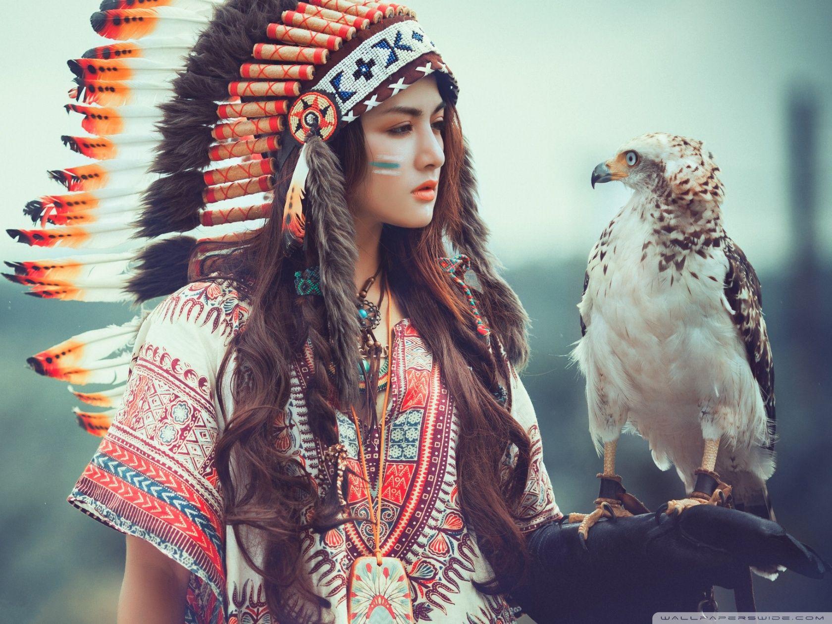 Native American Girl with Eagle ❤ 4K HD Desktop Wallpaper for 4K