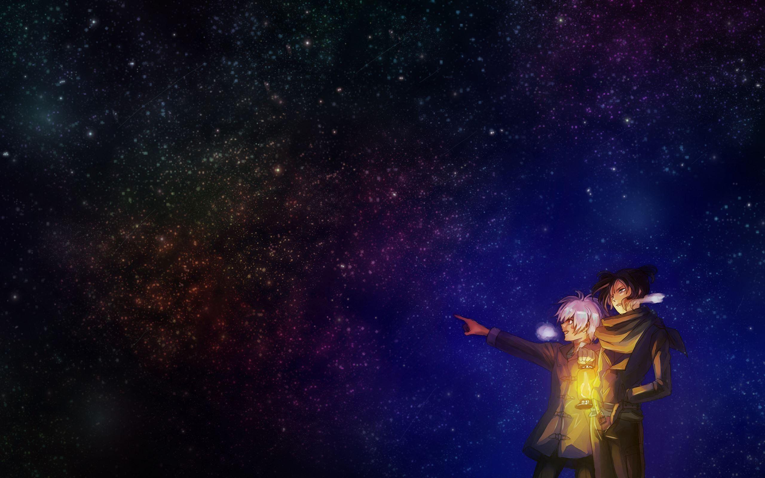 Night Stars Lantern anime sky wallpaperx1600