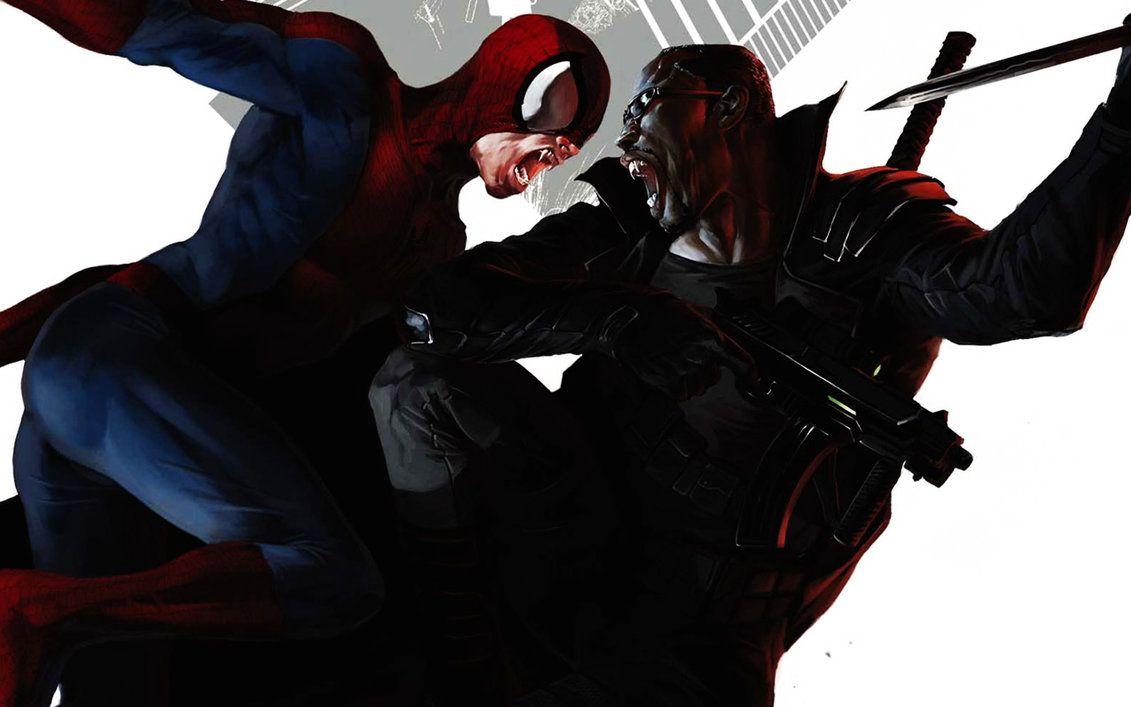 Blade Vs Spider Man Wallpaper