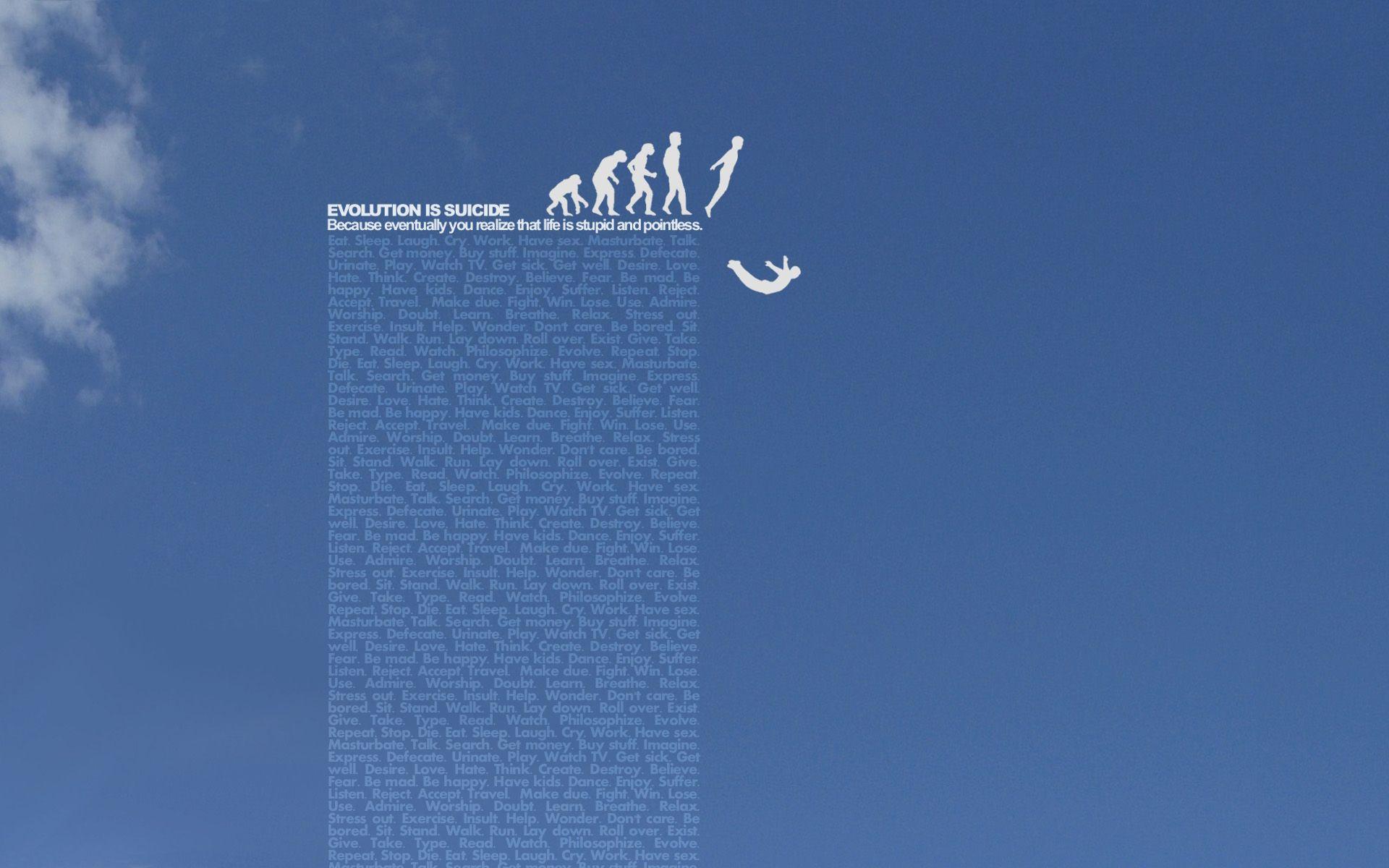 suicide, typography, evolution, skyscapes wallpaper