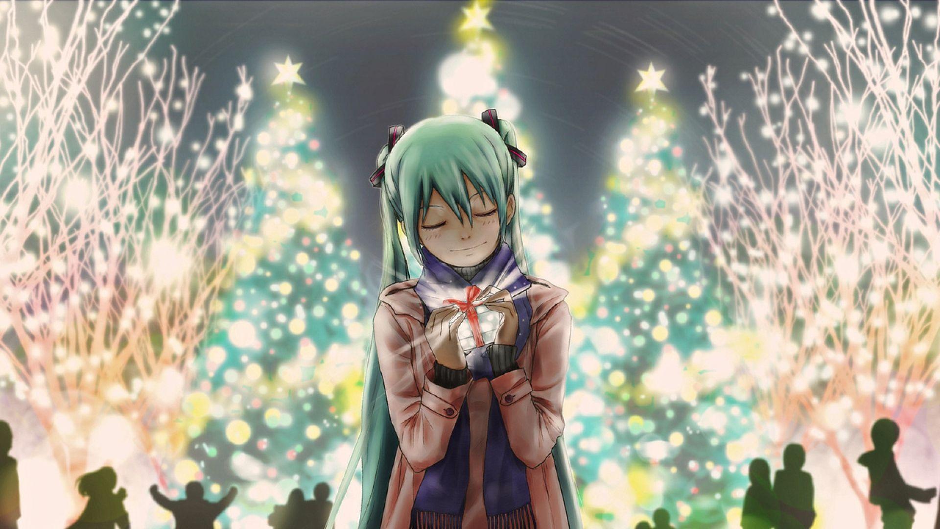Download Wallpaper 1920x1080 anime, vocaloid, miku, new year