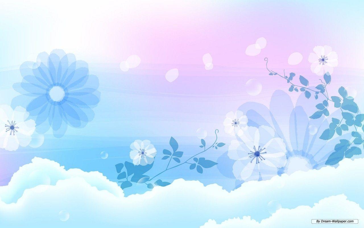 Blue Soft Flowers Wallpaper Wallpaper
