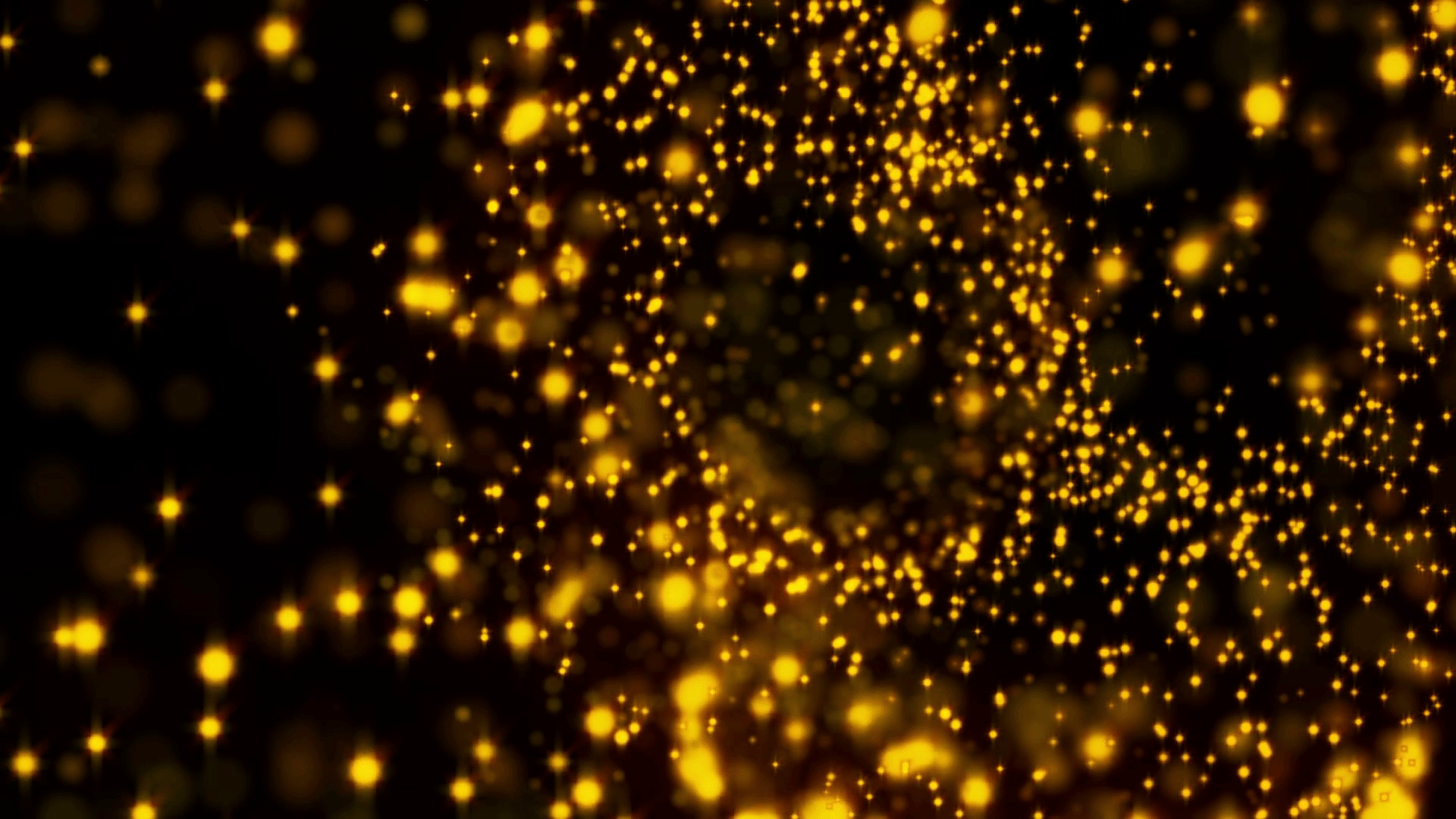 Background gold movement. Universe gold dust with stars on black