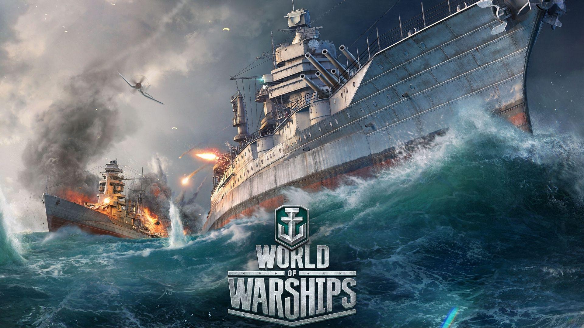 Download wallpaper 1920x1080 world of warships, ship, explosion full