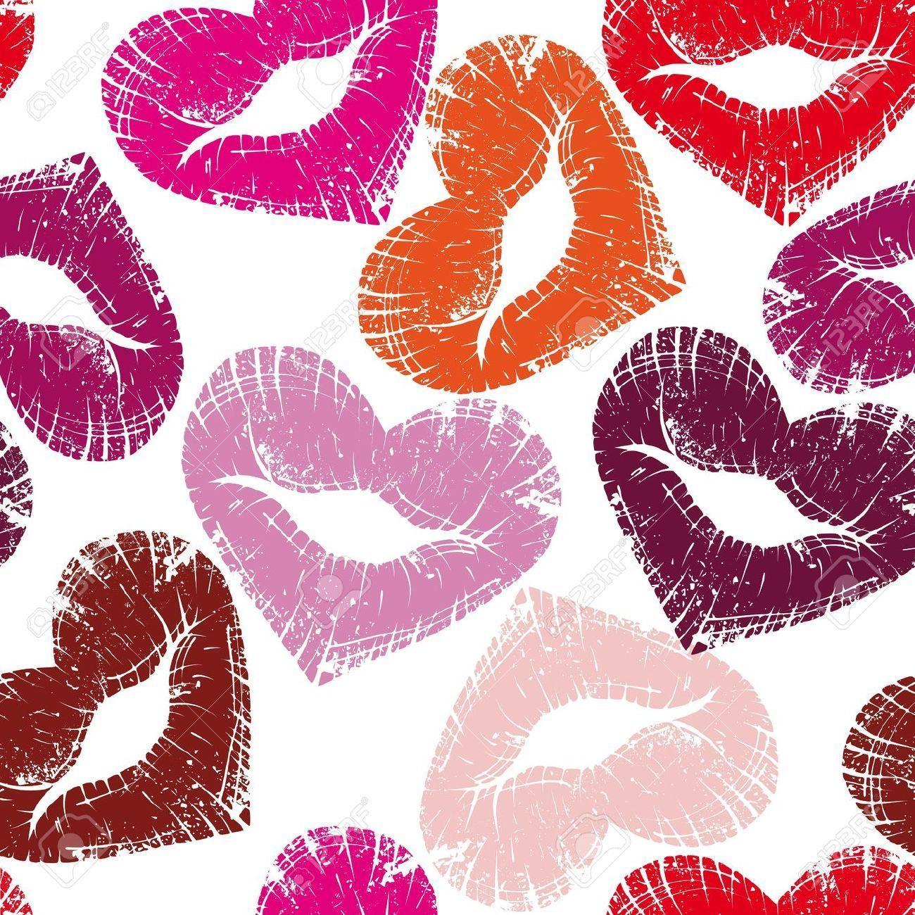 10507034 Print Of Heart Lips Seamless Kiss Valentine Background Cute