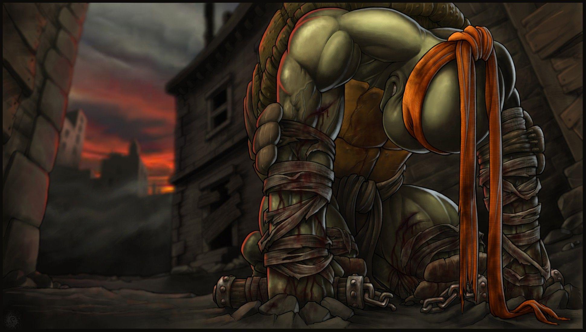 dark, ninjas, blood, orange, Teenage Mutant Ninja Turtles, sad