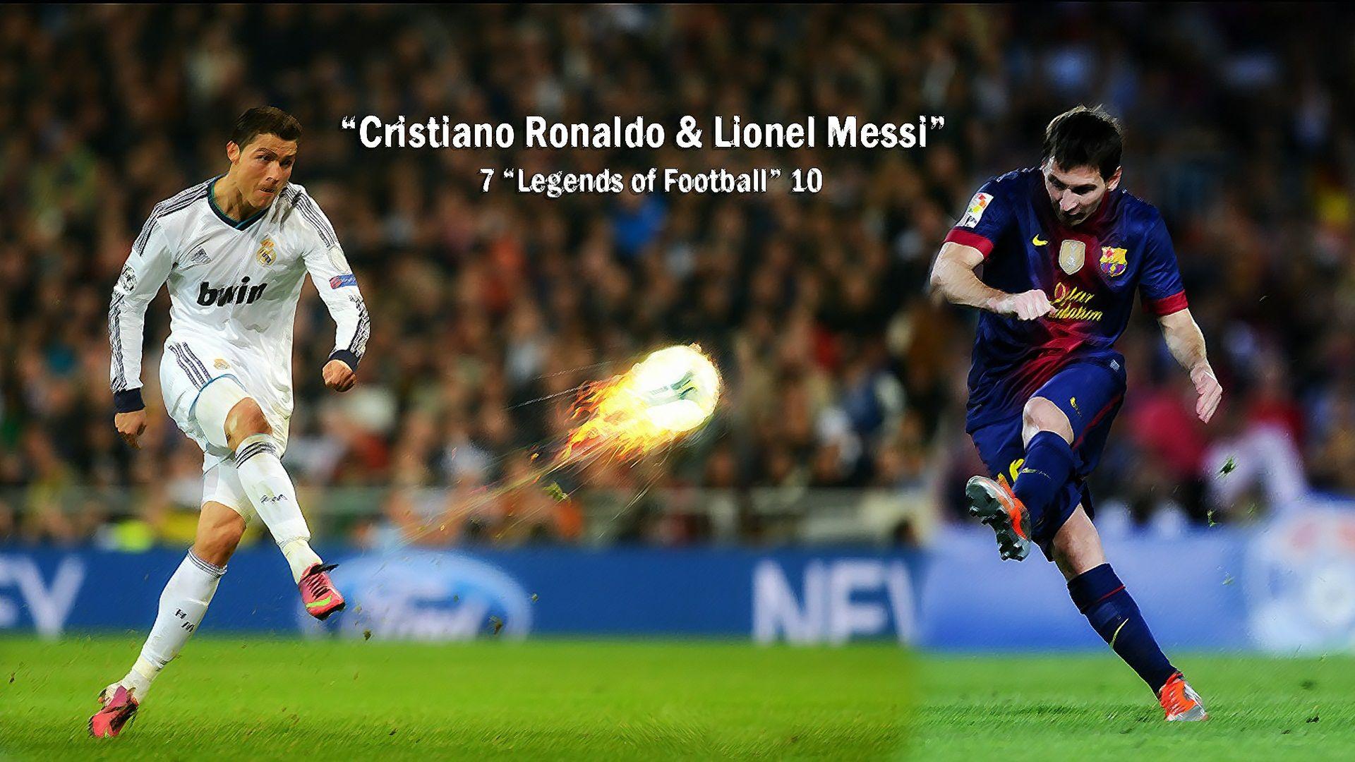 Cristiano Ronaldo with Lionel Messi on Fire Wallpaper