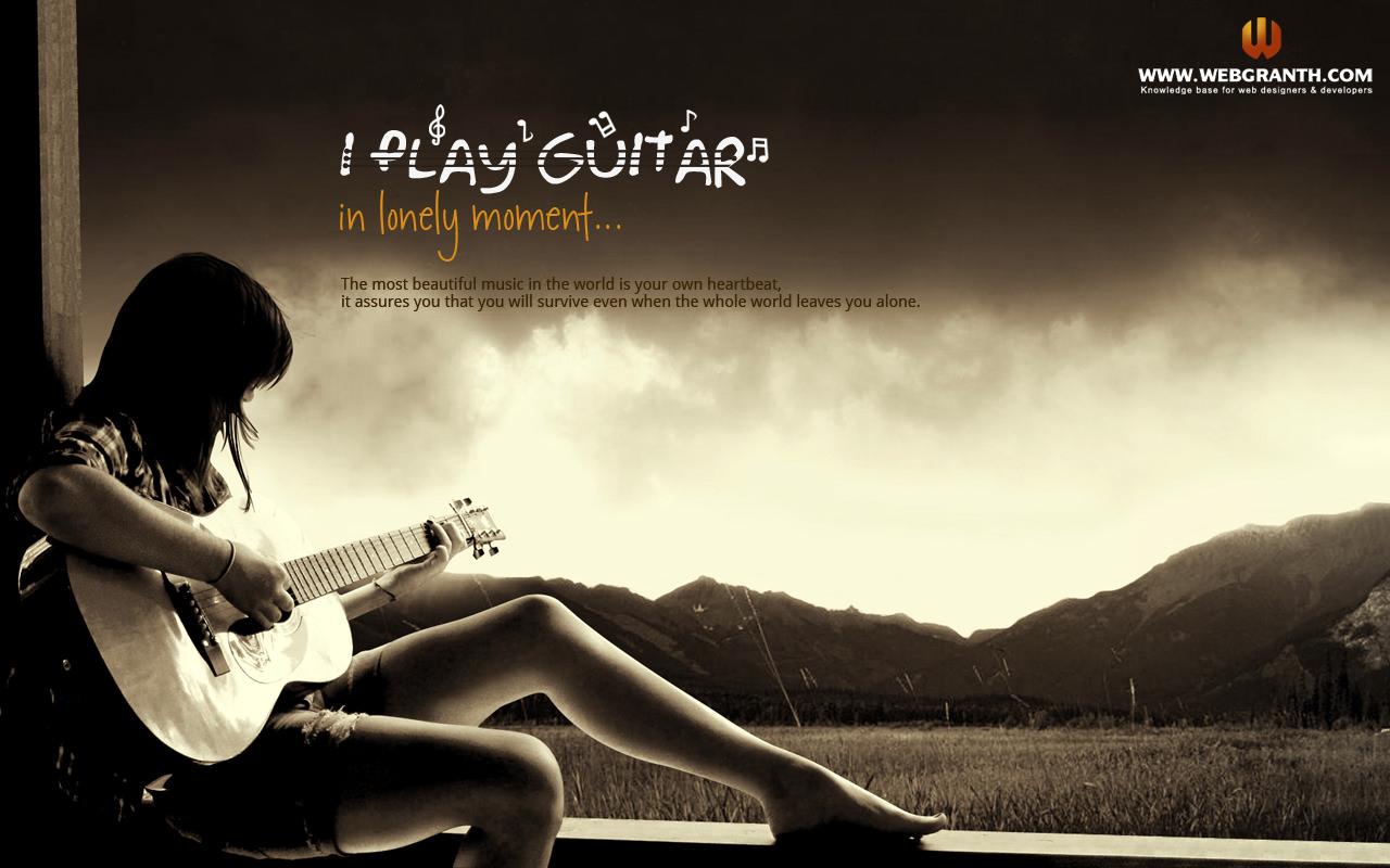HD Alone Wallpaper with Guitar (1): View HD Image of HD Alone
