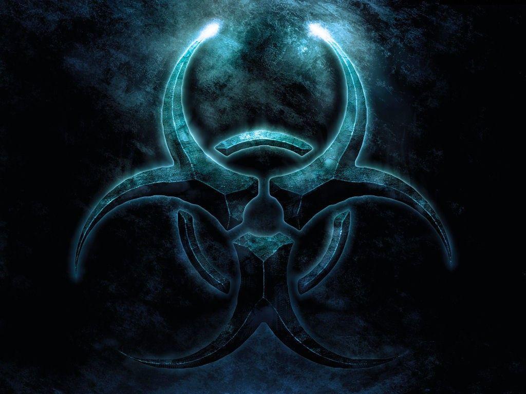 Blue biohazard symbol wallpaper. PC