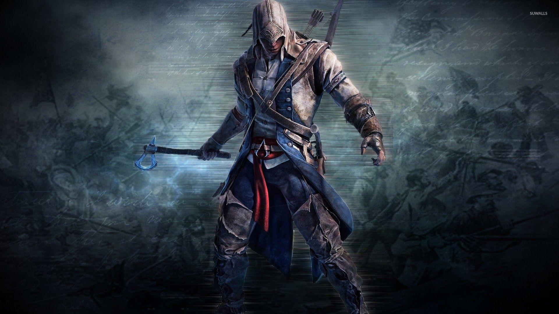 Connor Kenway with an ax's Creed III wallpaper