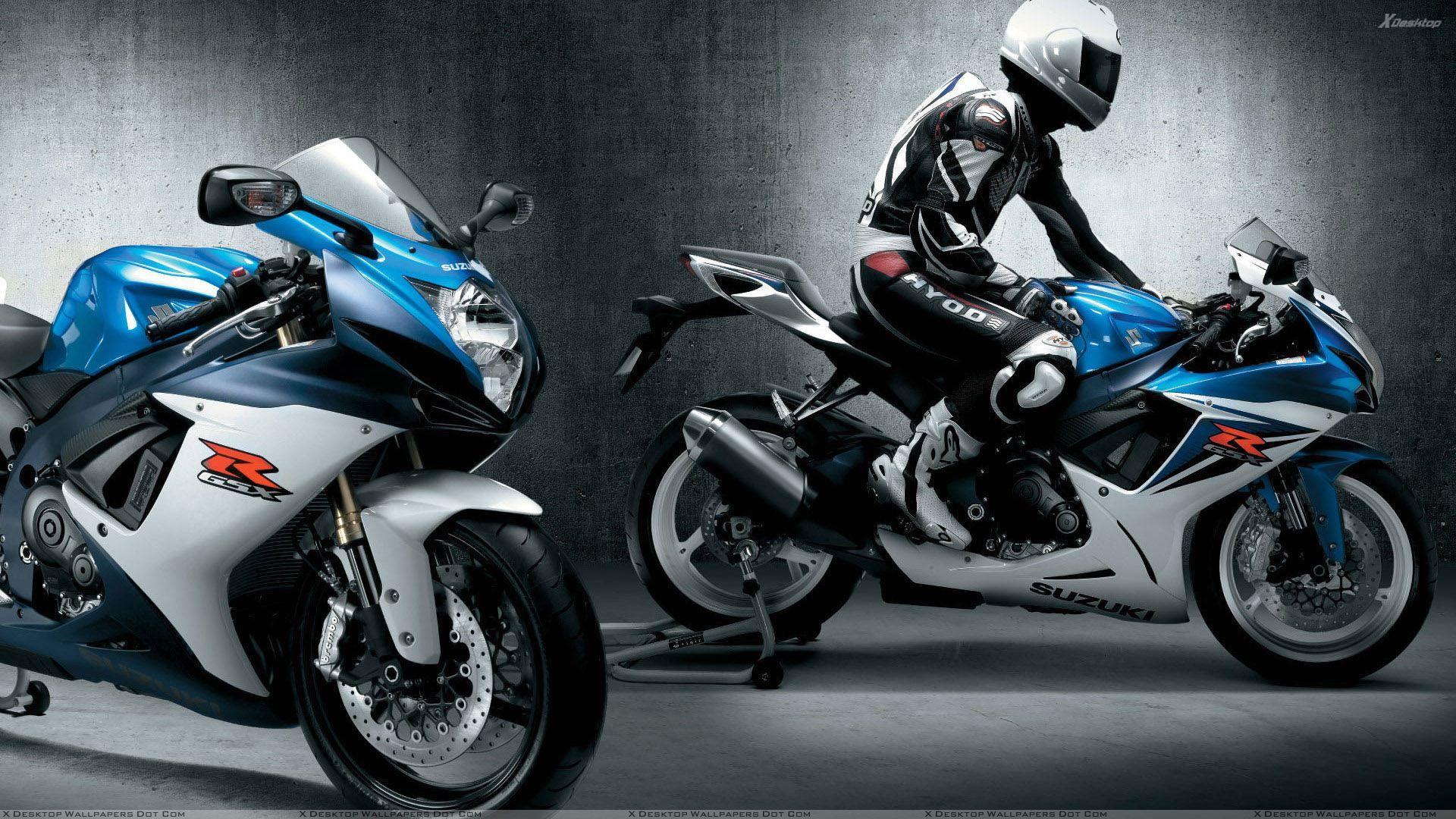 Suzuki Gsx R600 In Blue And White Color Wallpaper