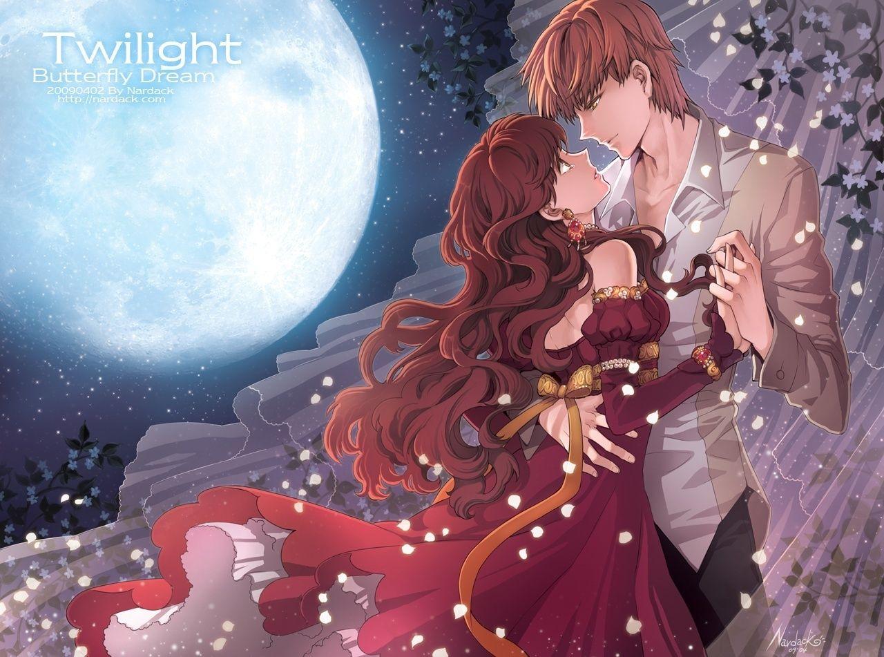 Wallpaper Collection Romantic Love Couple kissing: Love Couple Anime