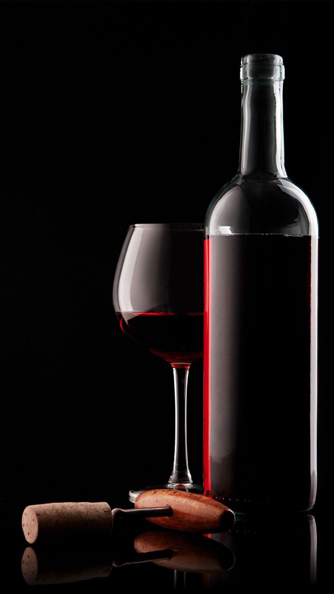 Red Wine Glass, Bottle And Corkscrew Android Wallpaper free download